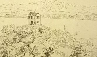 Meersburg Prince's Little House, drawing by Leonhard Hohbach, 1846